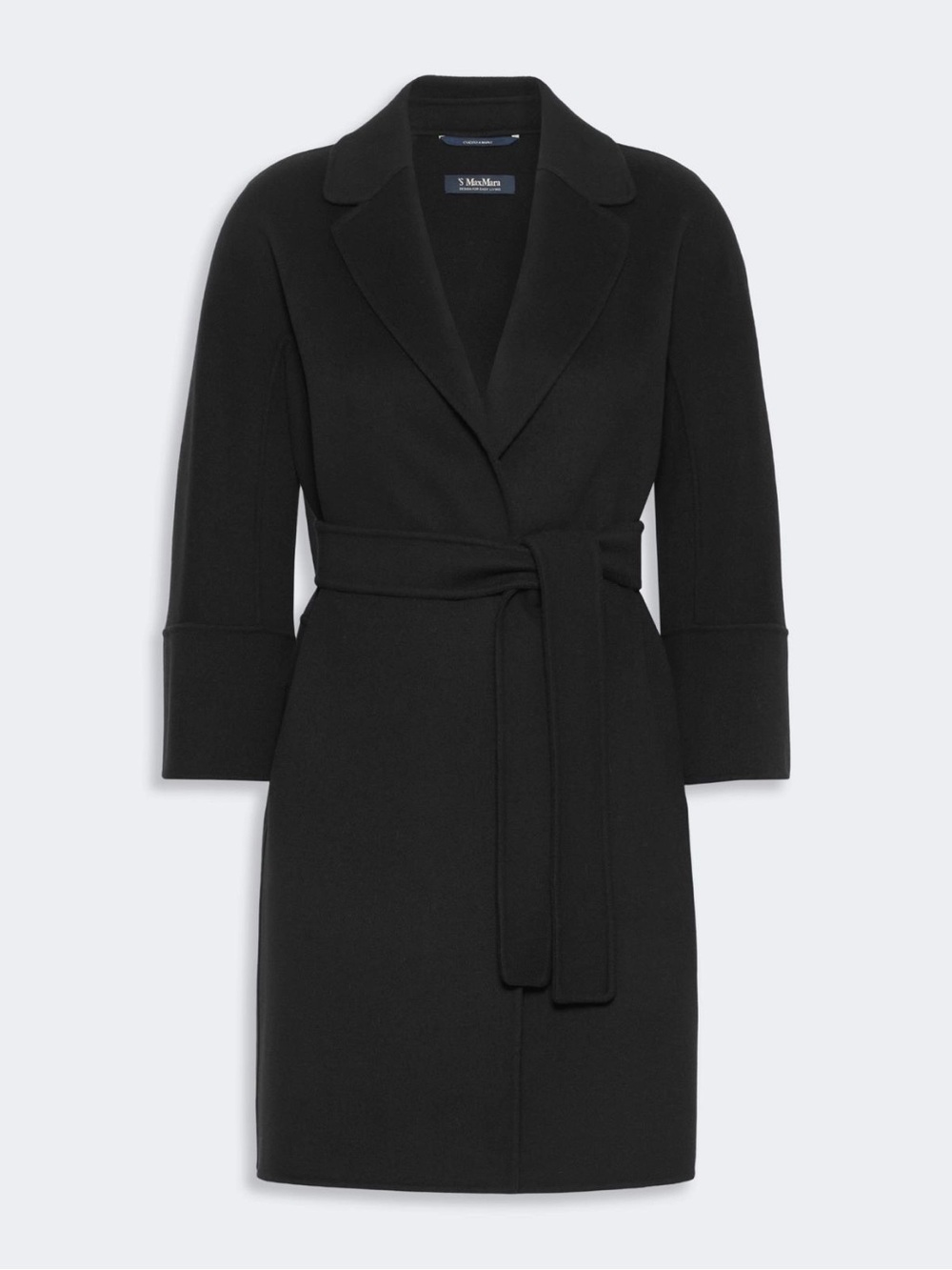 Max Mara Short double-faced wool coat Black Kimono sz 4 S 38